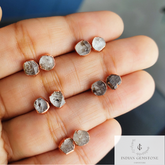 Rough Herkimer Diamond Studs Earrings, Electroplated Stud Earring, Rose Gold Plated Earrings, Dainty Jewelry, Boho Jewelry, Gift For Her